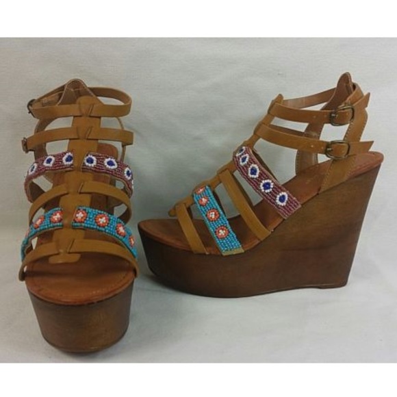 Bamboo Wedges Womens Size 7.5 - Picture 1 of 5